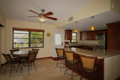Enjoy water views from the kitchen and dining areas
