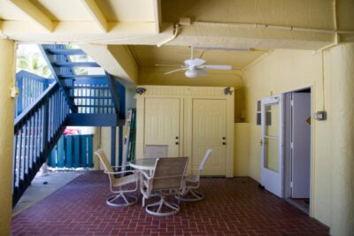 Downstairs storage area and entrance into guest quarters