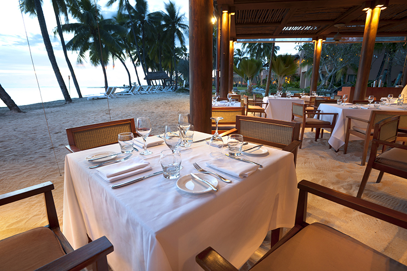 Beach restaurant at dusk