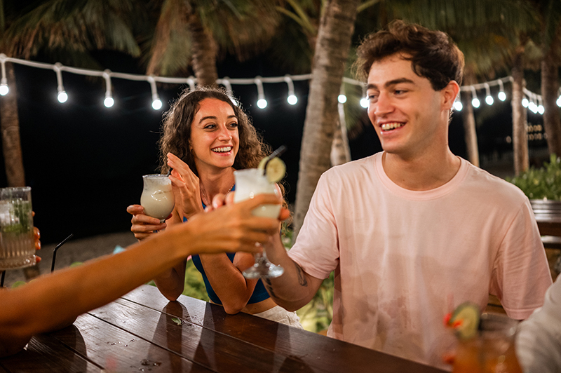 Joyful Gathering with Cocktails at Evening Party