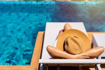 woman relaxing on the pool