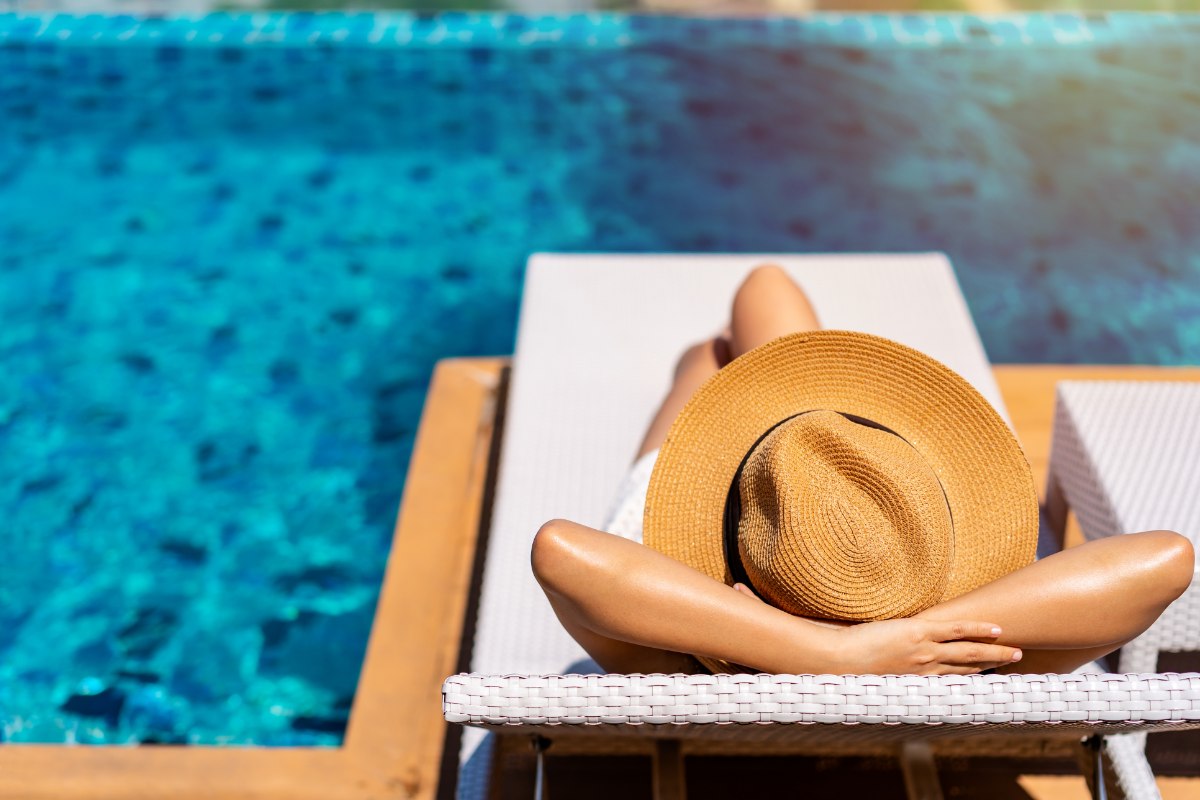 woman relaxing on the pool